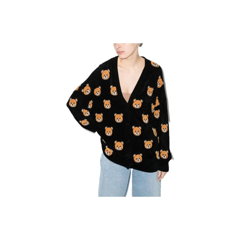 MOSCHINO Teddy Bear Jacquard Knit Cardigan-2