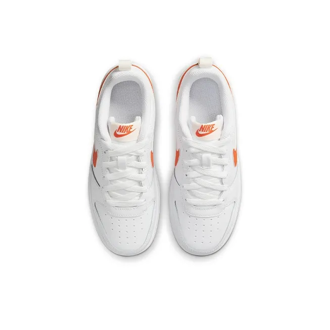 Nike Court Borough 2 Low 2 Slip Resistant Lightweight Cushioning Low Top Kids' Skateboarding Shoes White Orange Unisex-3