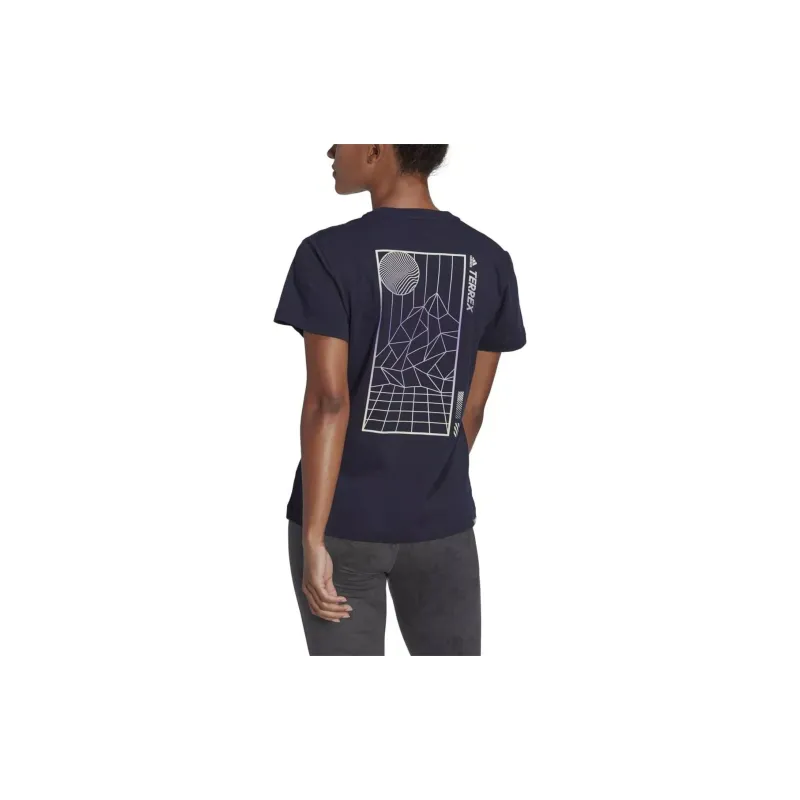 Adidas Drop Shoulder Sleeve T-Shirt Women's Ocean Blue-2