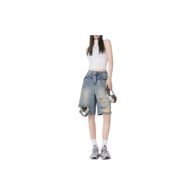 ZNZX Denim Shorts Women's Nostalgic Blue-1
