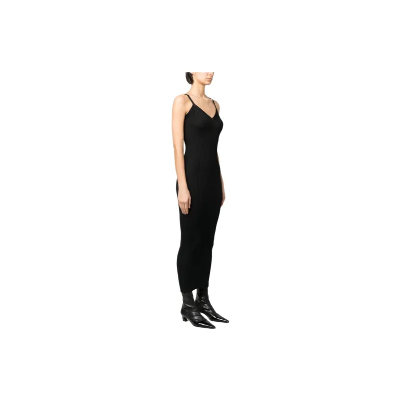 OUR LEGACY V Neck Ribbed Knit Sleeveless Dress-3