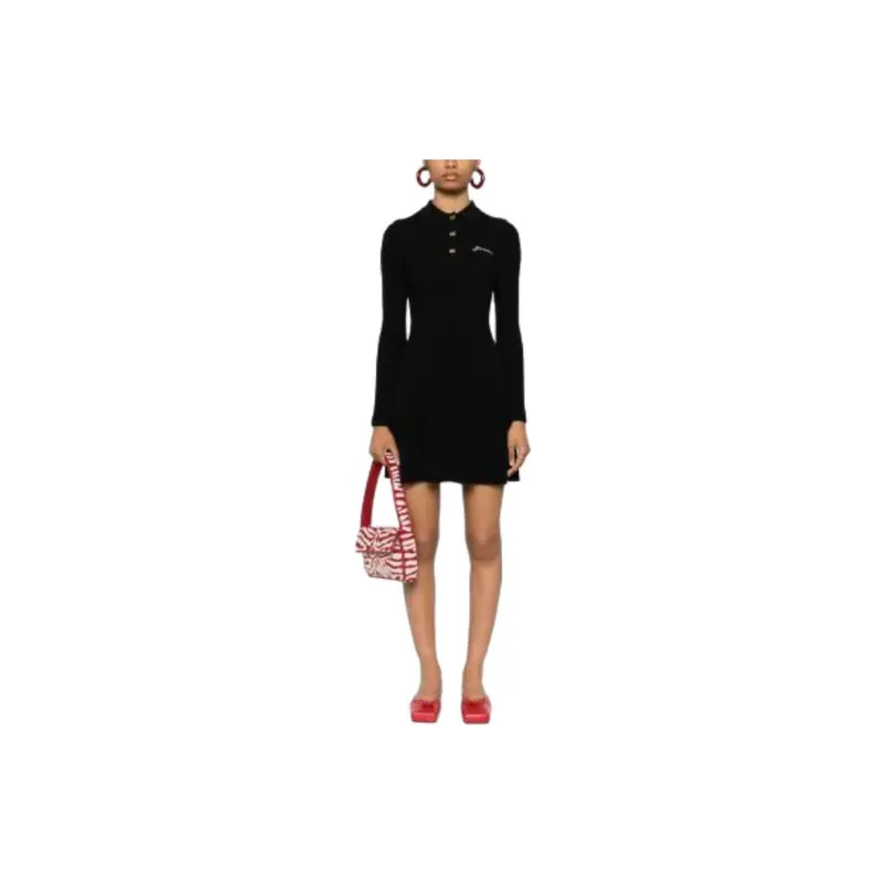 GANNI Embroidered logo Ribbed Mini Dress-1