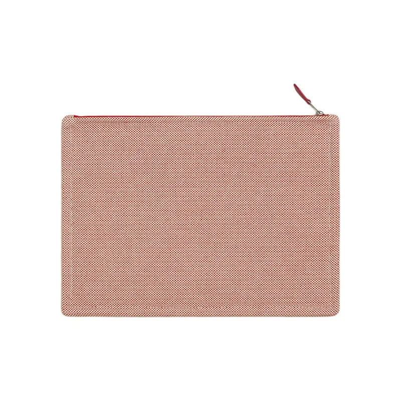 HERMES Cotton Storage Bag Clutch Tubas Women's Orange & Raspberry Red-1