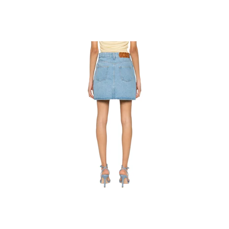 GCDS Logo embroidered Mini Denim Skirt-2