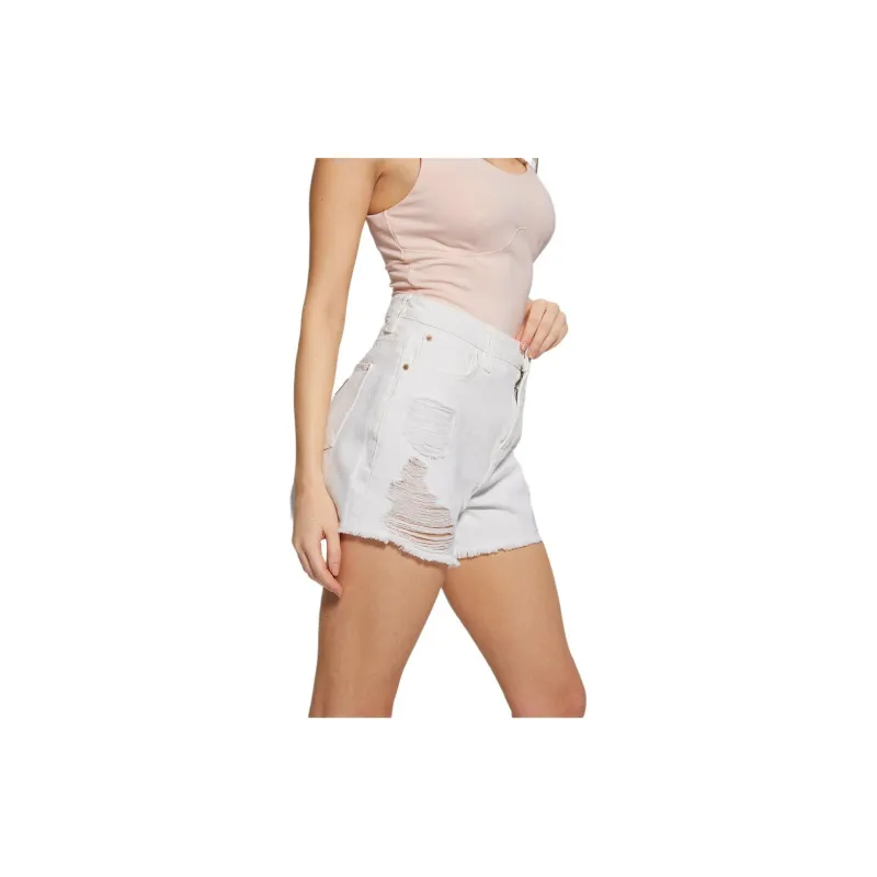 GUESS Denim Shorts Women's White-3