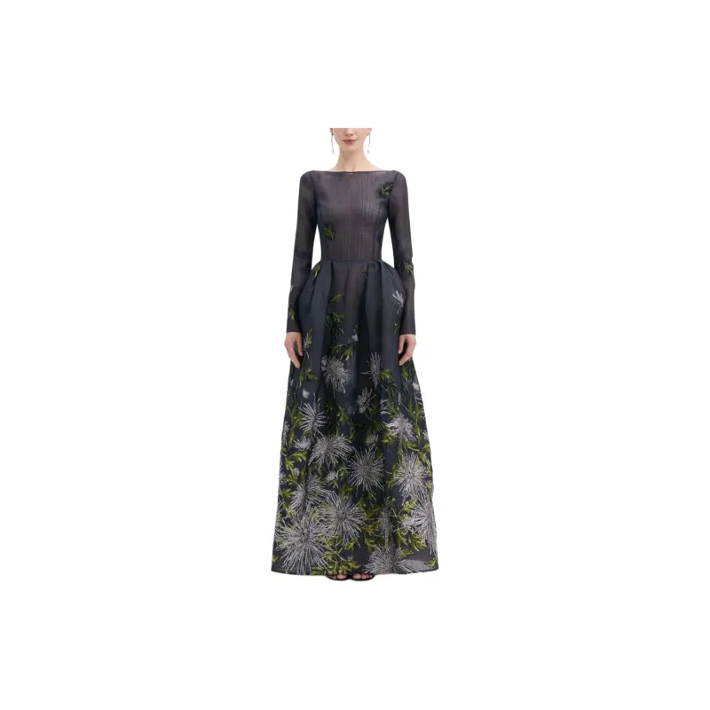 Oscar De La Renta Chrysanthemum Fil-coupé Gown-1