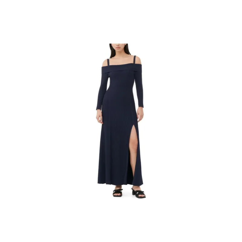 GANNI Melange Knitted Off Shoulder Maxi Dress-3
