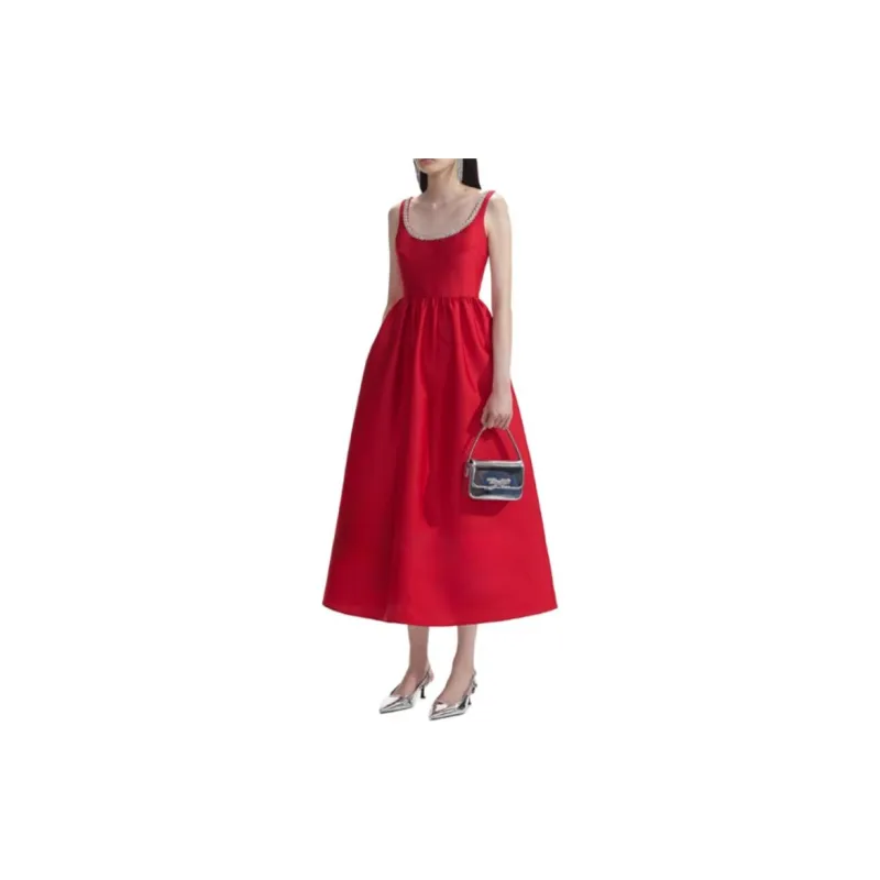 Self-portrait Taffeta Diamante Midi Dress-3