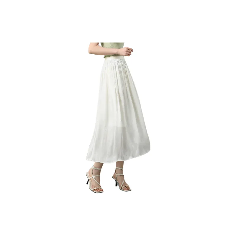 TERRE BLEUE SS24 Casual Long Skirt Women's Apricot-2