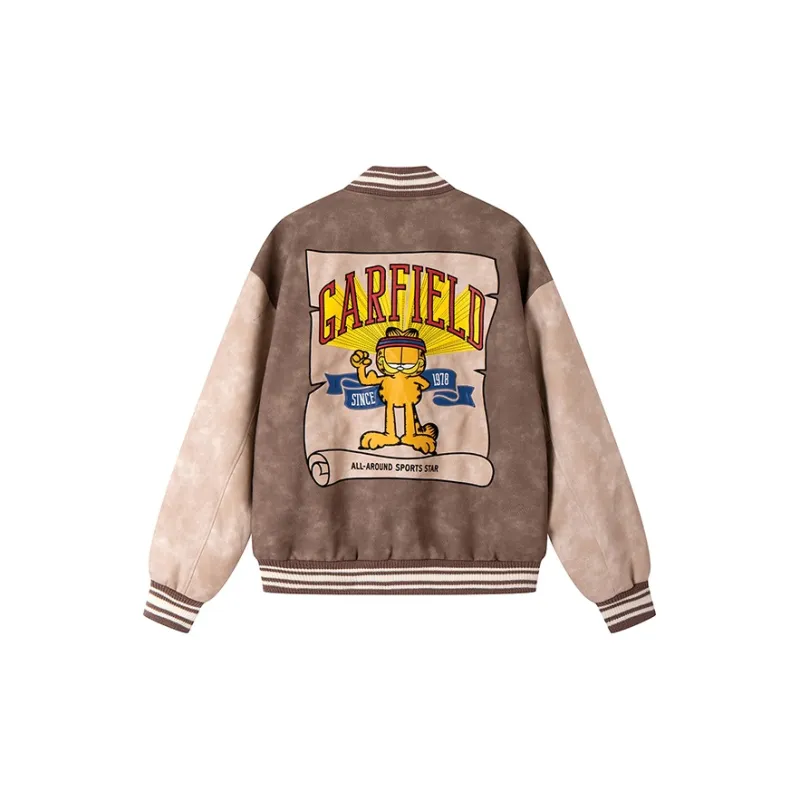 STARTER x GARFIELD Cardigan Jacket American Vintage Trendy Unisex Brown-1