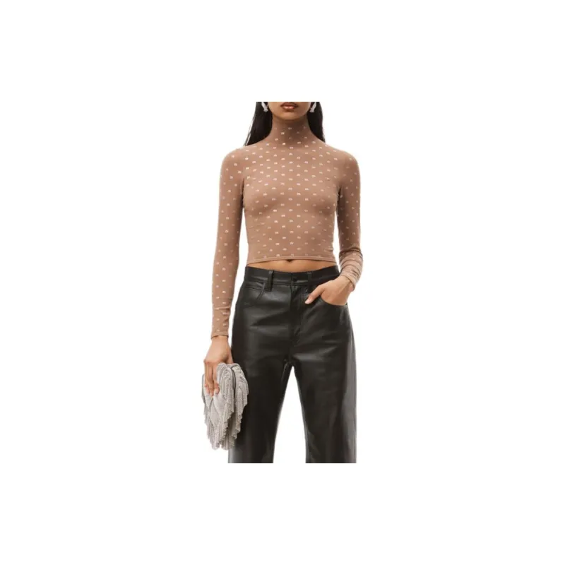 Alexander Wang Allover Logo Embellished Turtleneck Top-3