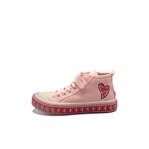 KAPPA KIDS Anti-Slip And Wear-Resistant Rebound Lightweight Mid-Top Kids Canvas Shoes Pink Kids'