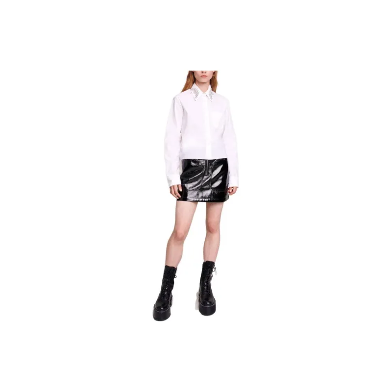 Maje Crystal-embellished Cotton Shirt-2