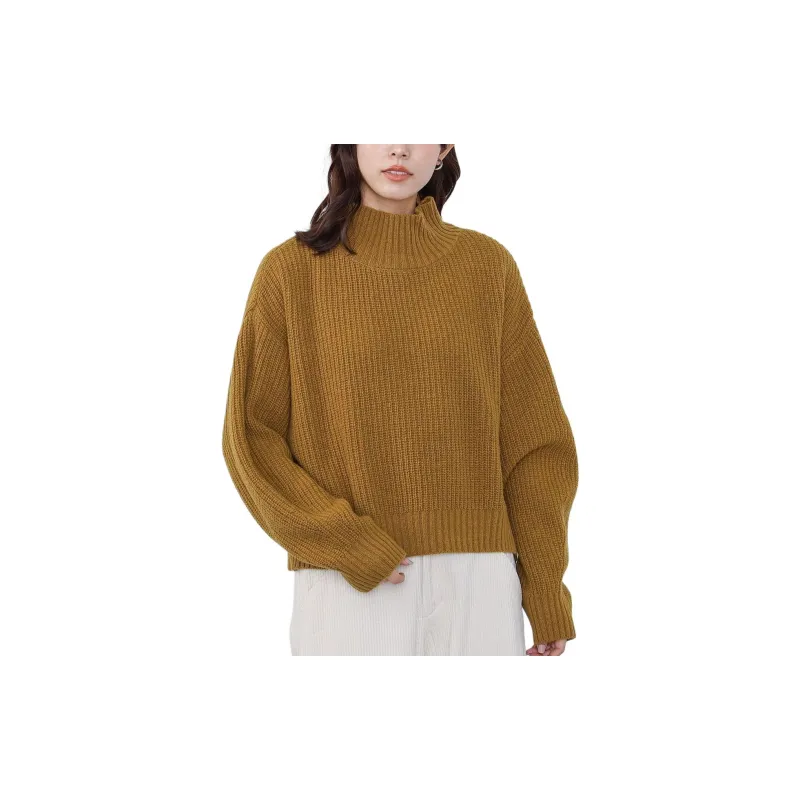 Beams HEART Sweater Women's Mustard-1