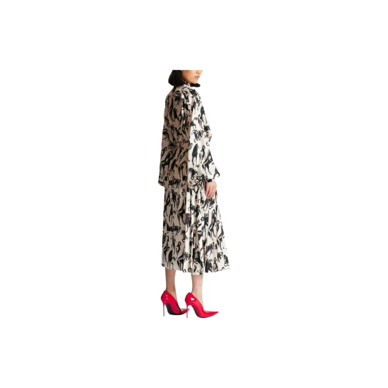 BALMAIN Horse print Pleated Midi Skirt-3