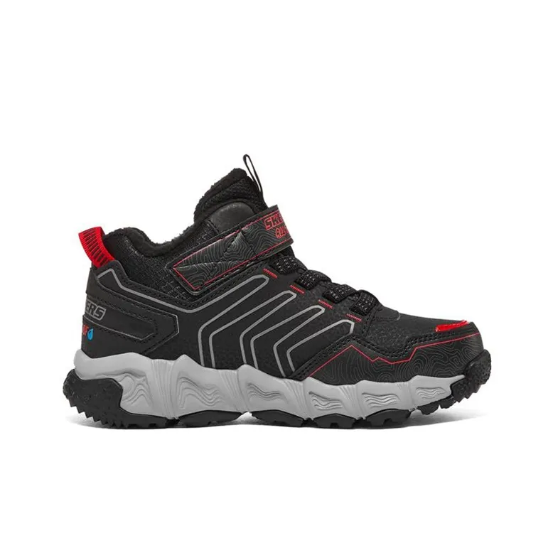 Skechers Velocitrek Slip Resistant Cushioning Wear Resistant Warm Low Top Kids Lifestyle Shoes Black Red Teenagers-1