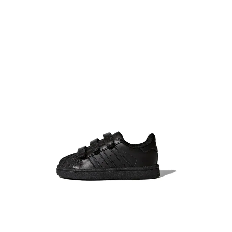 Adidas Originals Superstar Series Slip-Resistant Low-Top Skateboard Shoes Pure Black Infant And Toddler-0