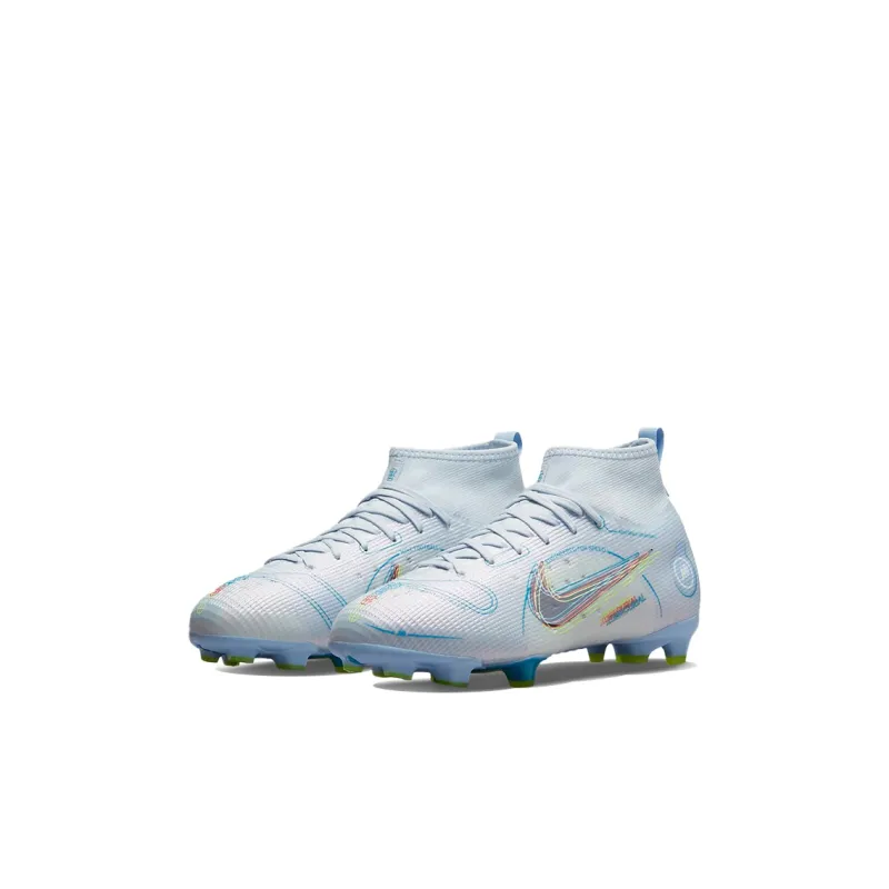 Nike Mercurial Superfly 8 Slip Resistant Cushioning Wear Resistant Lightweight Mid Top Kids' Soccer Shoes Gray Kids'-2