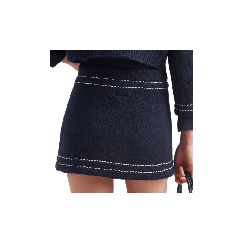 PRADA Casual Short Skirts Women's Navy-3