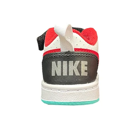 Nike Court Borough Low Top Toddler Shoes White Black Red Infant And Toddler-3