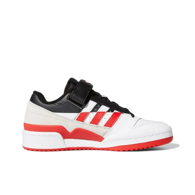 Adidas Originals FORUM Low J Abrasion Resistant Low Top Skateboard Shoes White Black Red Teenagers-1