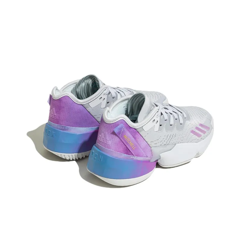 Adidas D.O.N. Issue #4 Mitchell 4 Low Top Children's Basketball Shoes Gray Purple Teenagers-3