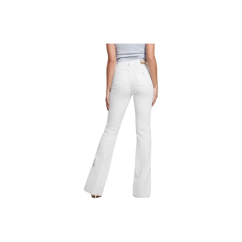 GUESS FW23 Pop '70s Floral Applique Flared Jeans Jeans Women's White-2