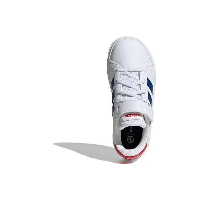 Adidas Neo GRAND COURT 2.0 EL K Abrasion Resistant Low Top Skateboard Shoes White Blue Red Kids'-4