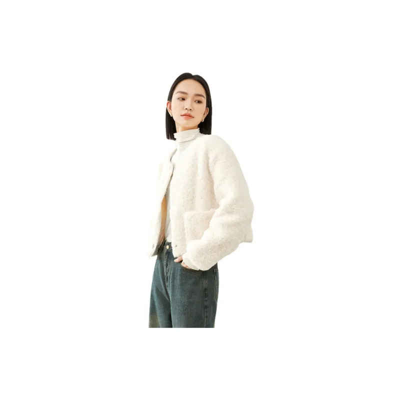 VIMLY Velvet feel Coat Women's Apricot-3