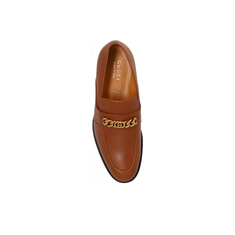 GUCCI Loafer 'Interlocking G Chain Brown'-3