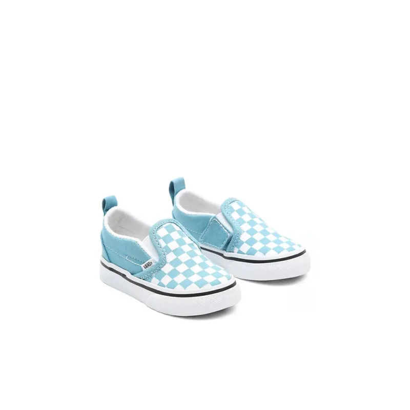 Vans Slip Resistant, Abrasion Resistant, Breathable Low Top Skateboard Shoes White Blue Plaid Infant And Toddler-2