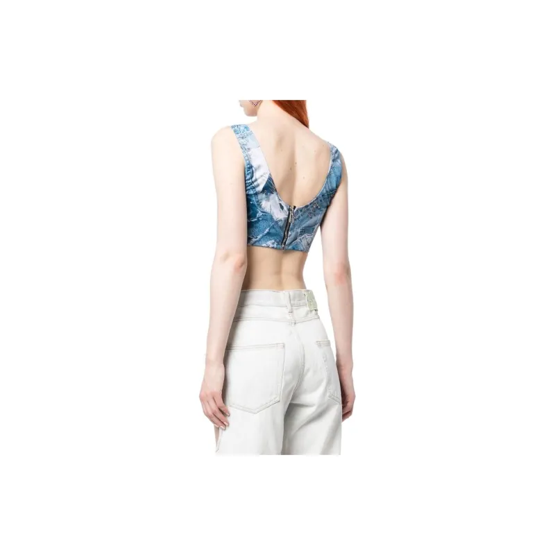 NATASHA ZINKO Denim print Corset Top-2