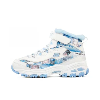 Skechers D'LITES Series Cushioning Anti-Slip And Wear-Resistant Kids Lifestyle Shoes White Blue Teenagers