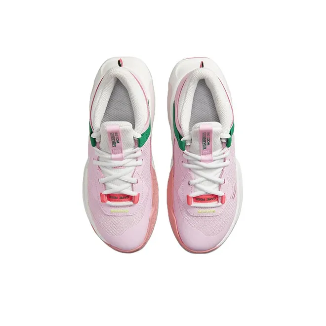 Nike Anti Slip Wear Resistant Mid Top Children's Basketball Shoes Pink White Unisex-3