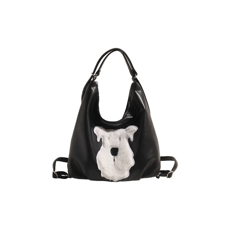 FAMAN PU Shoulder Bag Regular Women's Ecru/Black-7