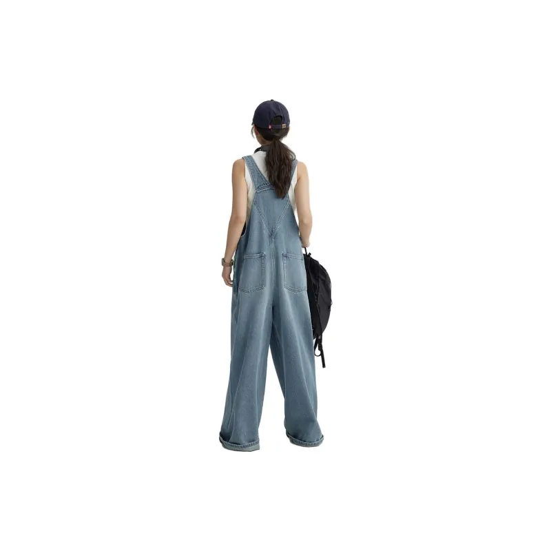 STILL WALKING Overalls Women's Denim Washed Blue-1