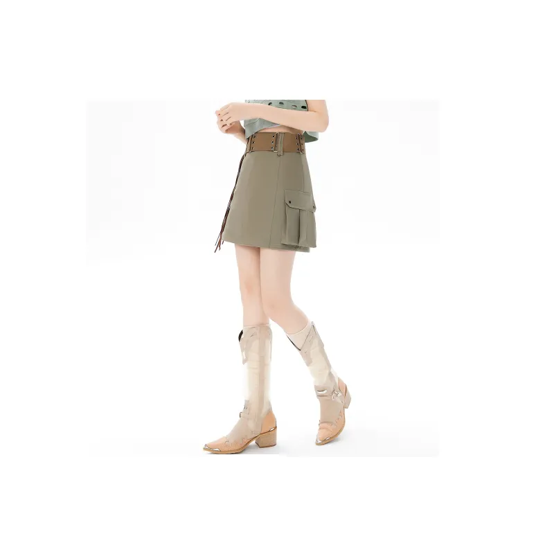 EPTISON WOMAN Cargo Short Skirts Women's Khaki Green-3