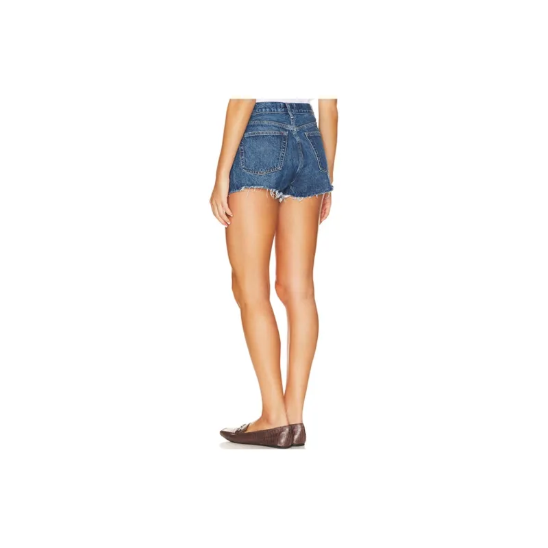 AGOLDE Parker Raw cut Denim Shorts-3