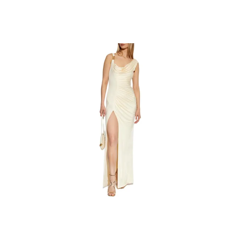 VERSACE Medusa Head Logo Plaque Side-Slit Maxi Dress-1