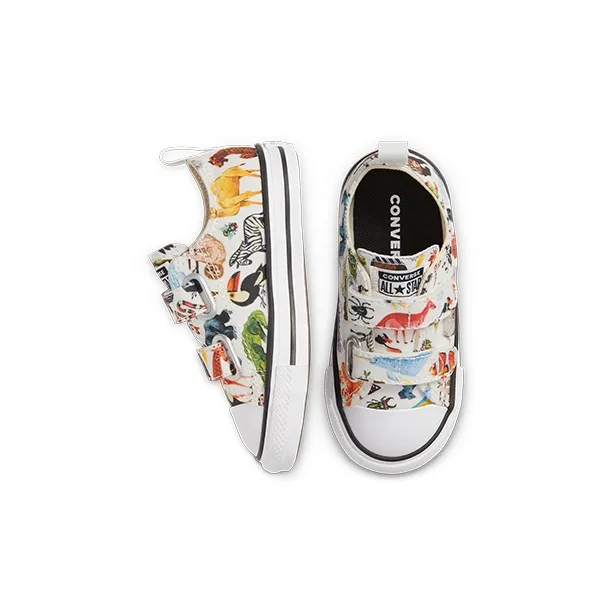 Converse All Star 2V Anti Slip Wear Resistant Low Top Skateboard Shoes White Multicolor Infant And Toddler-4