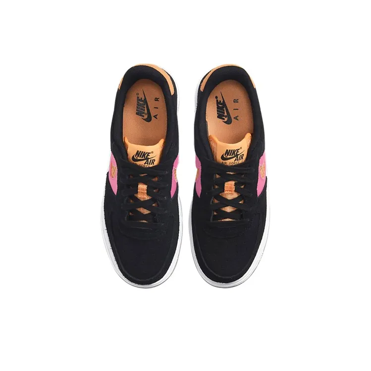 Nike Air Force 1 Low Top Kids' Skateboarding Shoes Black Pink Teenagers-3