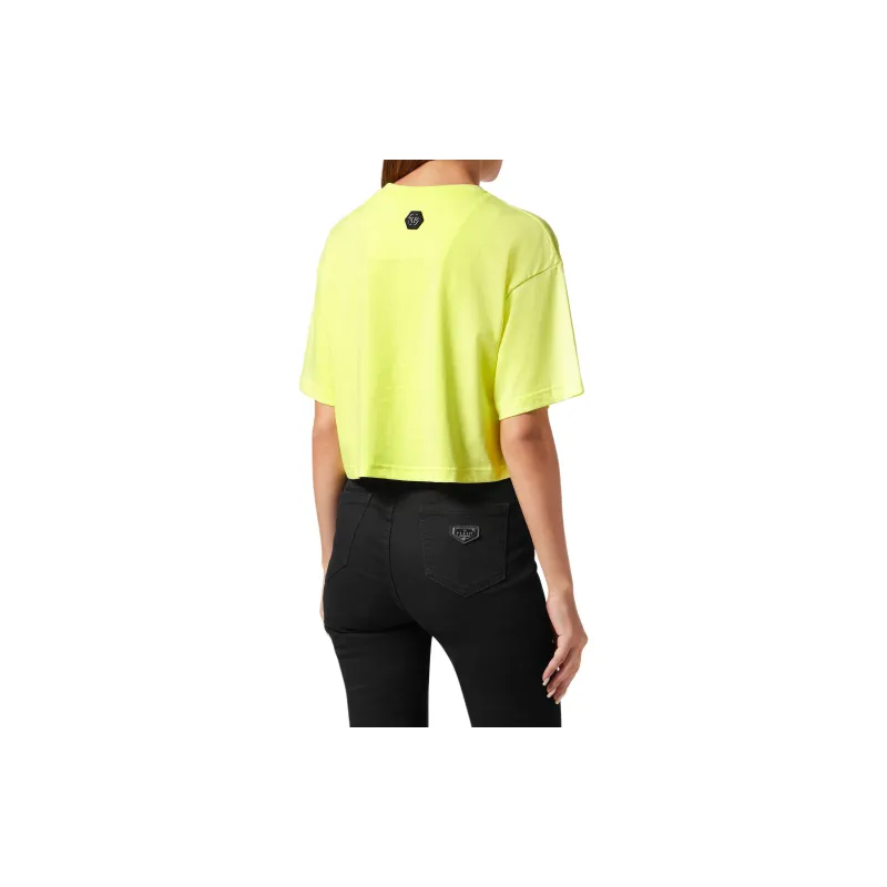 PHILIPP PLEIN Smile Cropped Round Neck T shirt-1