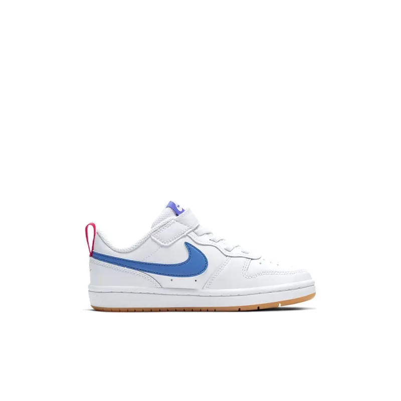 Nike Court Borough 2 Low 2 Abrasion Resistant Balance Low Top Skateboard Shoes White Blue Children Aged 3 7 Years Old-1