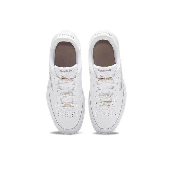 Reebok Club C Non-slip Wear-resistant Shock Absorption Low-Top Kids' Skateboarding Shoes Cloud White Teenagers-4
