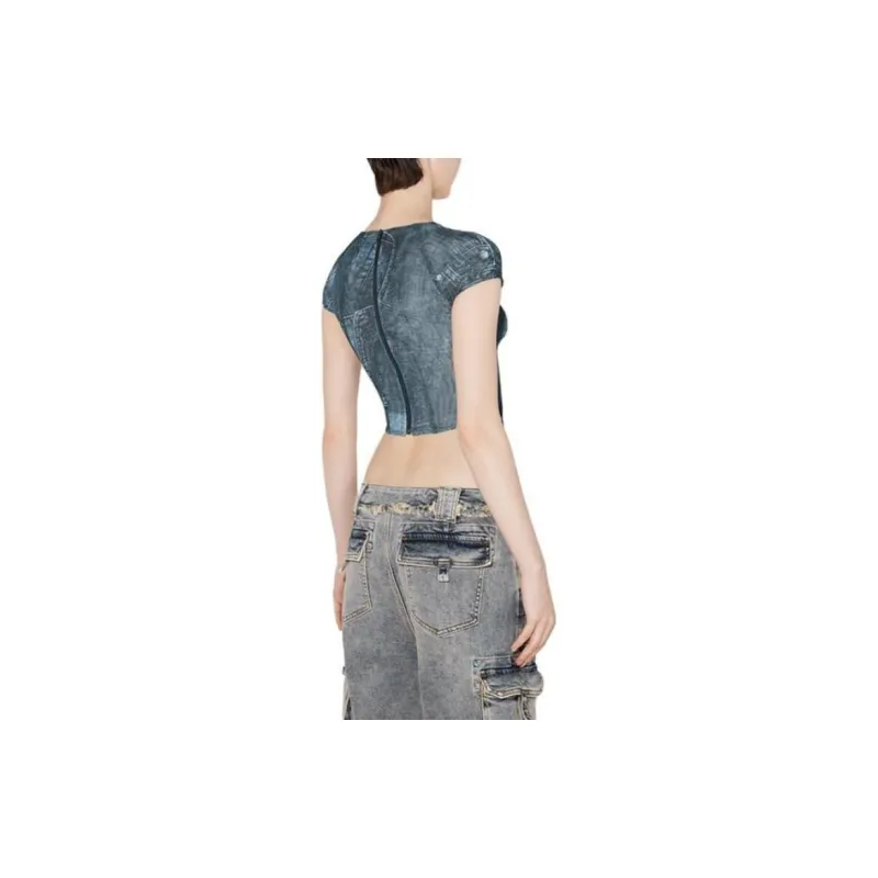 Misbhv X Esther Yu Yu Shuxin Co-authored Series Crop Tops Women's Dark Blue-2