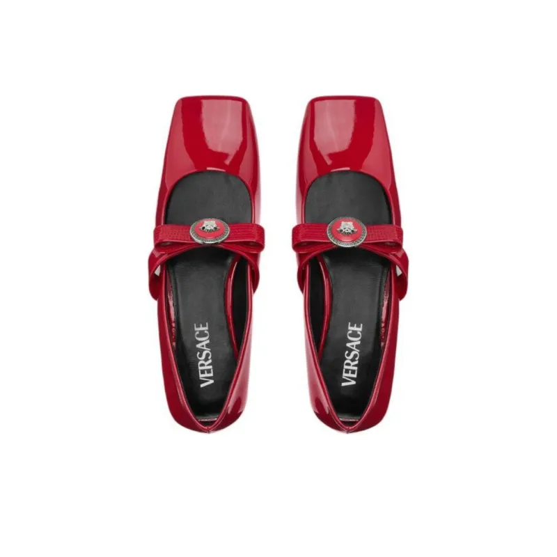 VERSACE Gianni Ribbon Casual Single Shoes Women's Red-3