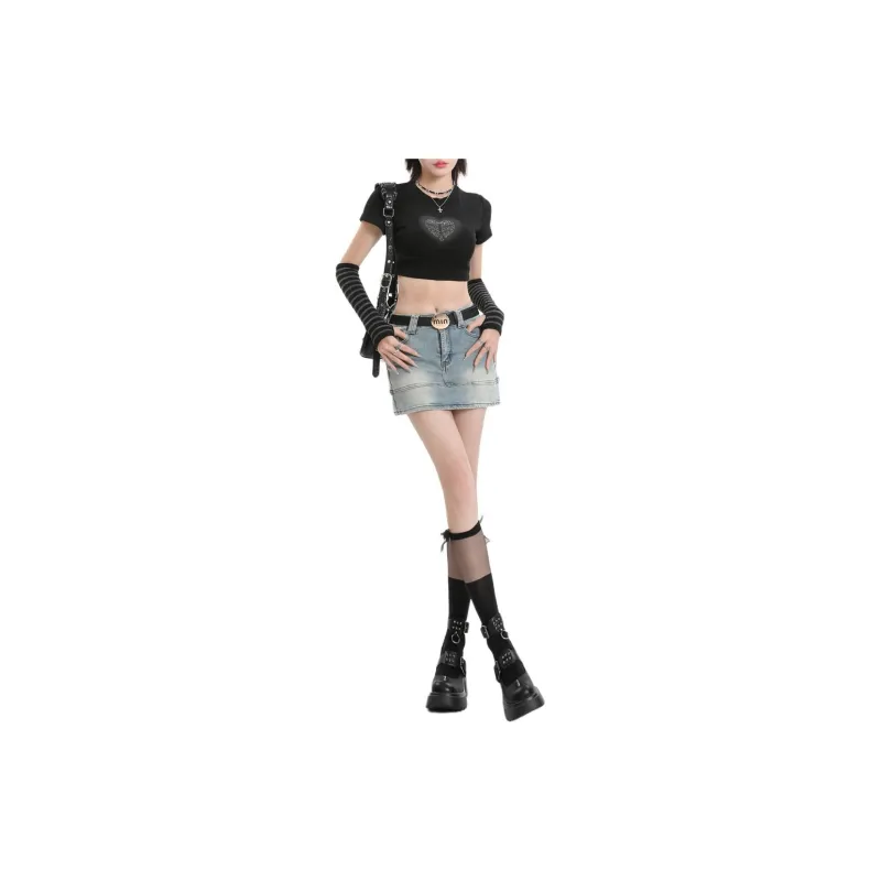 ZNZX Denim Short Skirts Women's Denim Blue-1
