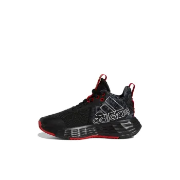 Adidas OwnTheGame CNY K Anti Slip Wear Resistant Mid Top Children's Basketball Shoes Black Red Kids'