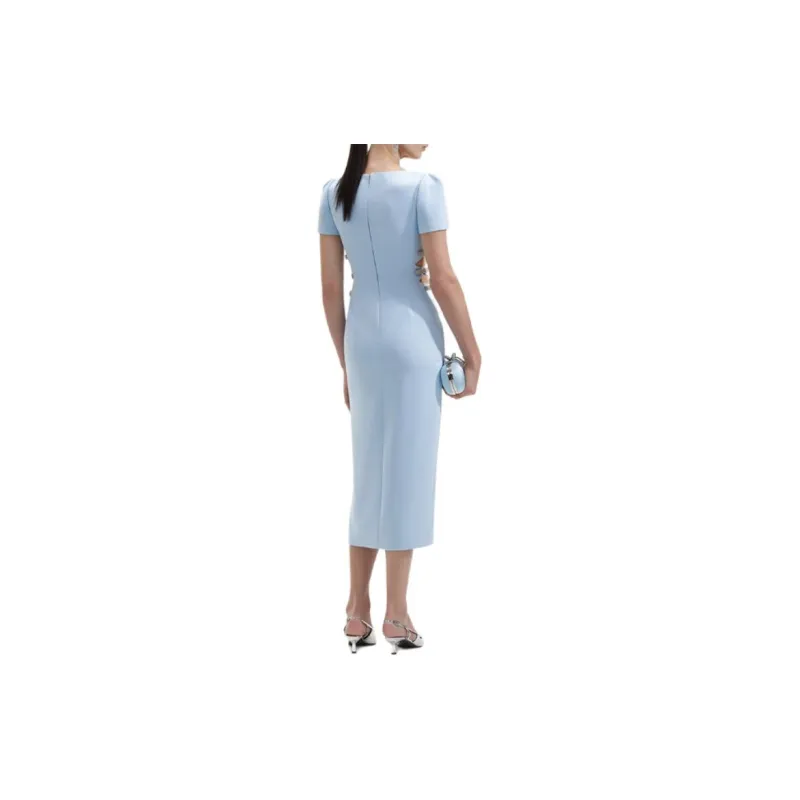 Self portrait Short Sleeved Dresses Women's Misty Blue-2