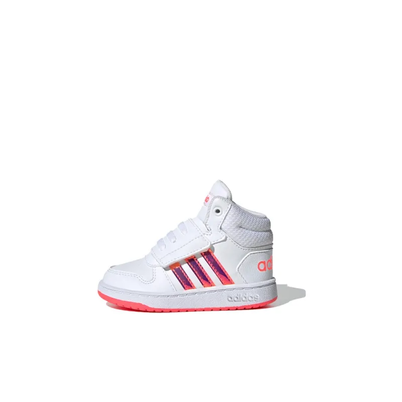 Adidas Neo Hoops 2.0 Mid Slip Resistant Mid Top Skateboard Shoes White Pink Infant And Toddler-0